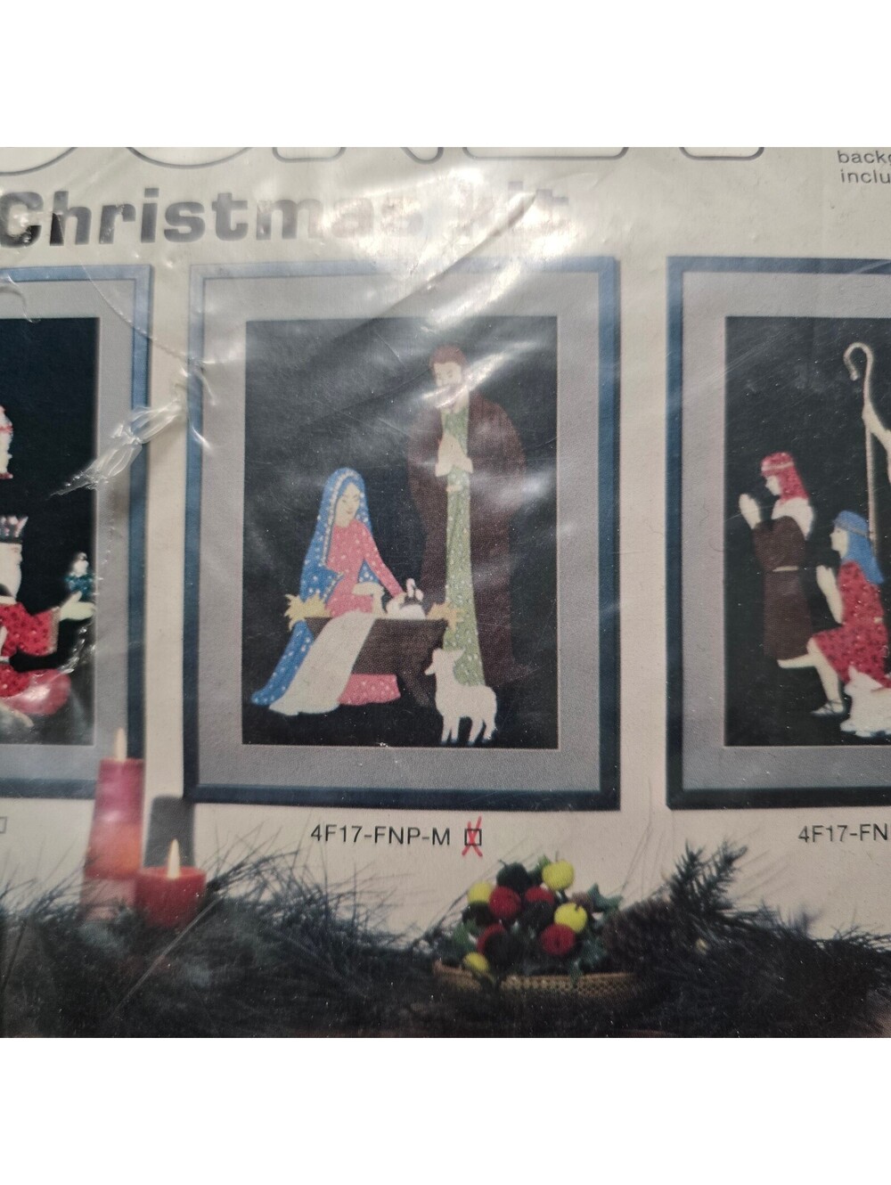 Vtg Looney Embroidered Nativity Picture Kit 4F17 - FNP-M Manager 16 X 20 sealed